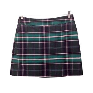 Crown Any Ivy‎ Wool Plaid Mini Skirt Green 8